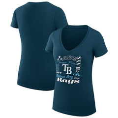 Tampa Bay Rays G-III 4Her by Carl Banks Women's Super-Slim Fit Lightweight Collage Team Graphic V-Neck T-Shirt - MLB T-shirts