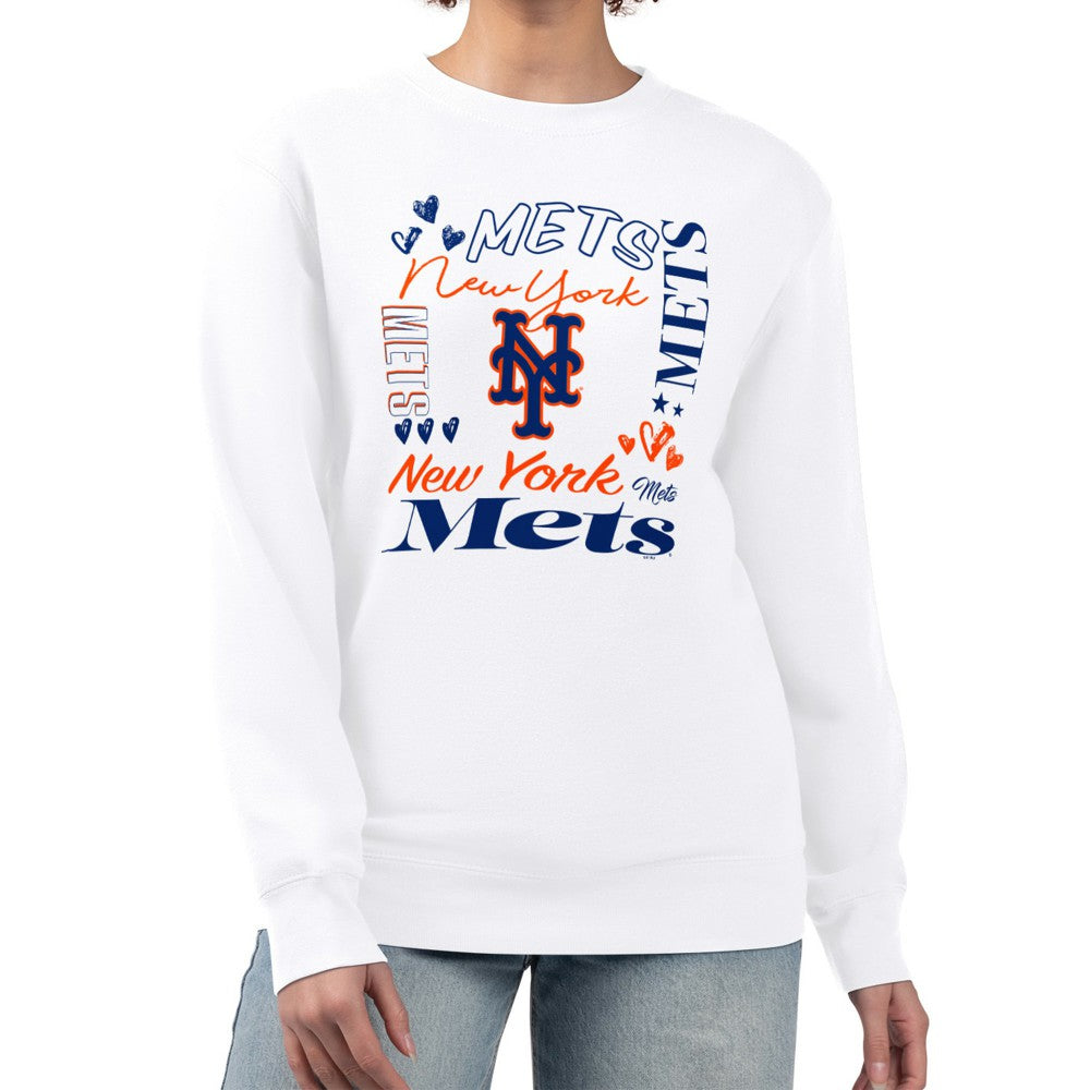 New York Mets G-III 4Her by Carl Banks Women's Collage Team Graphic Fleece Pullover Hoodie - MLB Hoodies