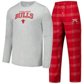 Red Chicago Bulls Concepts Sport Petition Long Sleeve Top and Plaid Pant Set | NBA