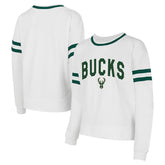 White Milwaukee Bucks Concepts Sport Women's Borough Pullover Sweatshirt | NBA