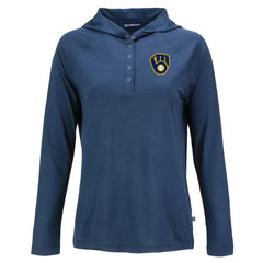Milwaukee Brewers Cutter & Buck Women's Coastline Epic Comfort Eco Recycled Hoodie Raglan Long Sleeve T-Shirt - MLB Hoodies