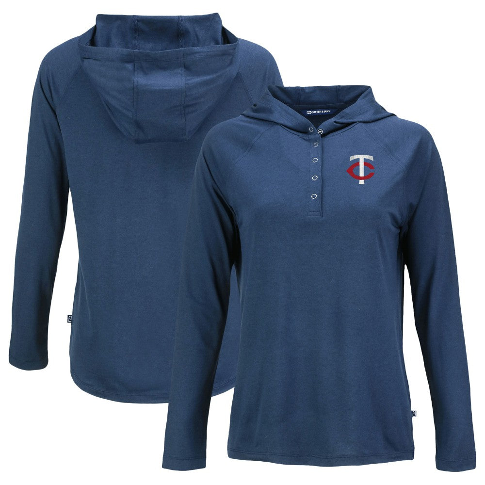 Minnesota Twins Cutter & Buck Women's Coastline Epic Comfort Eco Recycled Hoodie Raglan Long Sleeve T-Shirt - MLB Hoodies