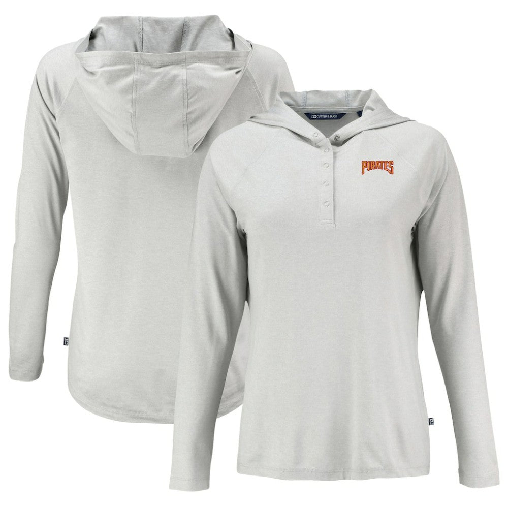 Pittsburgh Pirates Cutter & Buck Women's Cooperstown Collection Coastline Epic Comfort Eco Recycled Hoodie Raglan Long Sleeve T-Shirt - MLB Hoodies