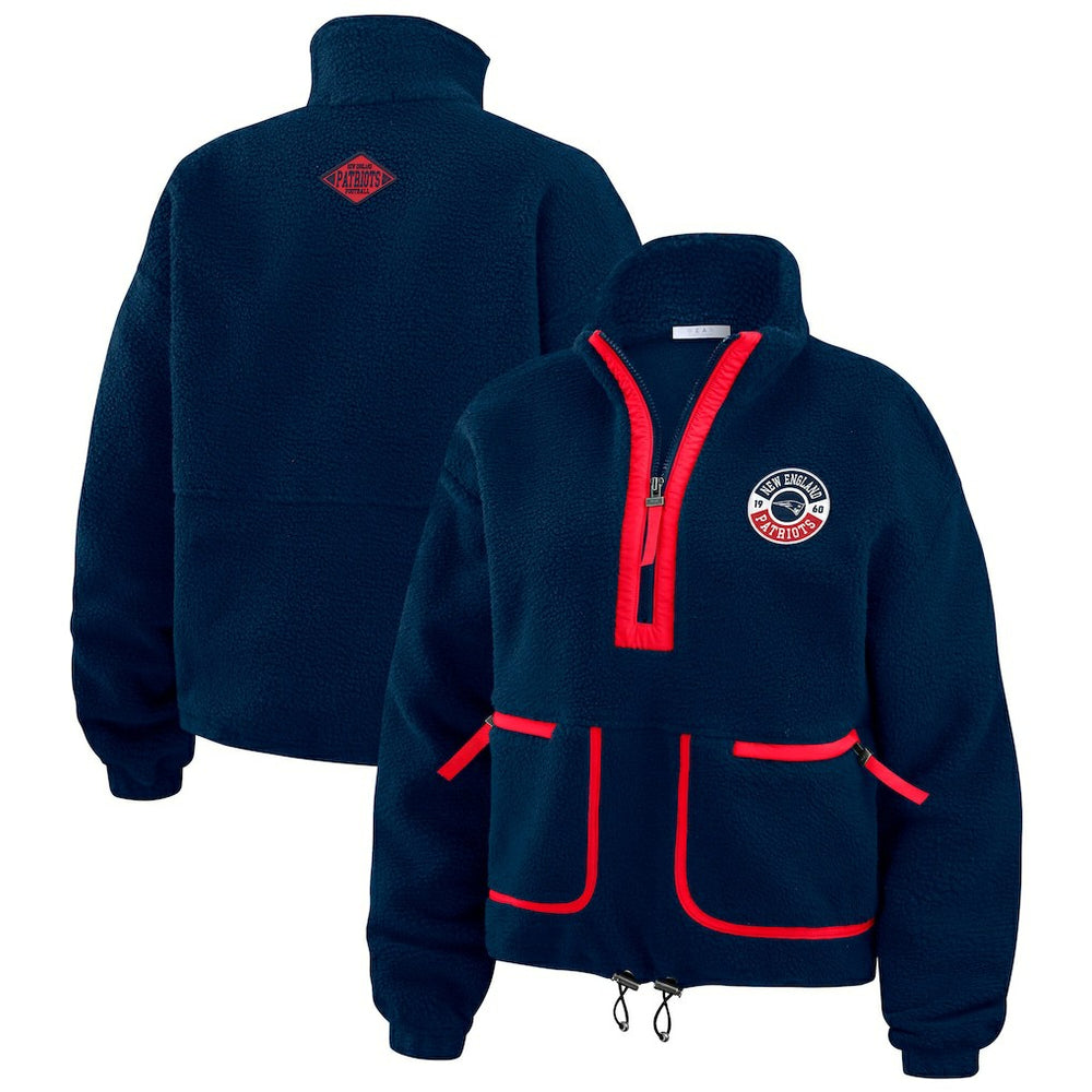 New England Patriots WEAR by Erin Andrews Women's Polar Fleece Half-Zip Jacket | NFL Outlet