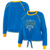 Los Angeles Chargers WEAR by Erin Andrews Women's Tie-Front Long Sleeve Top | NFL On sale