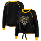 Pittsburgh Steelers WEAR by Erin Andrews Women's Tie-Front Long Sleeve Top | NFL Discount