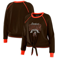 Cleveland Browns WEAR by Erin Andrews Women's Tie-Front Long Sleeve Top | NFL Outlet