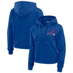 Buffalo Bills WEAR by Erin Andrews Women's Waffle Hoodie Pullover Top | NFL Discount