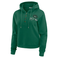 New York Jets WEAR by Erin Andrews Women's Waffle Hoodie Pullover Top | NFL Online