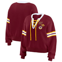 Washington Commanders WEAR by Erin Andrews Women's Lace-Up Pullover Sweatshirt | NFL Sale