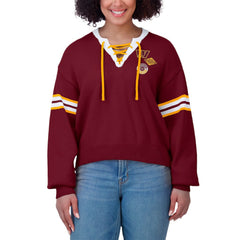 Washington Commanders WEAR by Erin Andrews Women's Lace-Up Pullover Sweatshirt | NFL Sale