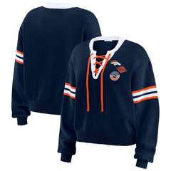 Denver Broncos WEAR by Erin Andrews Women's Lace-Up Pullover Sweatshirt | NFL Sale