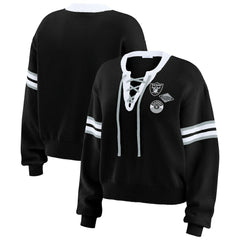Las Vegas Raiders WEAR by Erin Andrews Women's Lace-Up Pullover Sweatshirt | NFL Sale