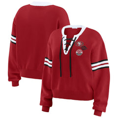 San Francisco 49ers WEAR by Erin Andrews Women's Lace-Up Pullover Sweatshirt | NFL Online