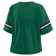 New York Jets WEAR by Erin Andrews Women's Color Block Boxy Modest Crop V-Neck T-Shirt | NFL Online
