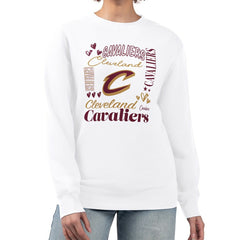 White Cleveland Cavaliers G-III 4Her by Carl Banks Women's Collage Team Graphic Fleece Pullover Sweatshirt sale | NBA