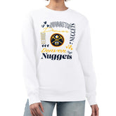 White Denver Nuggets G-III 4Her by Carl Banks Women's Collage Team Graphic Fleece Pullover Sweatshirt sale | NBA