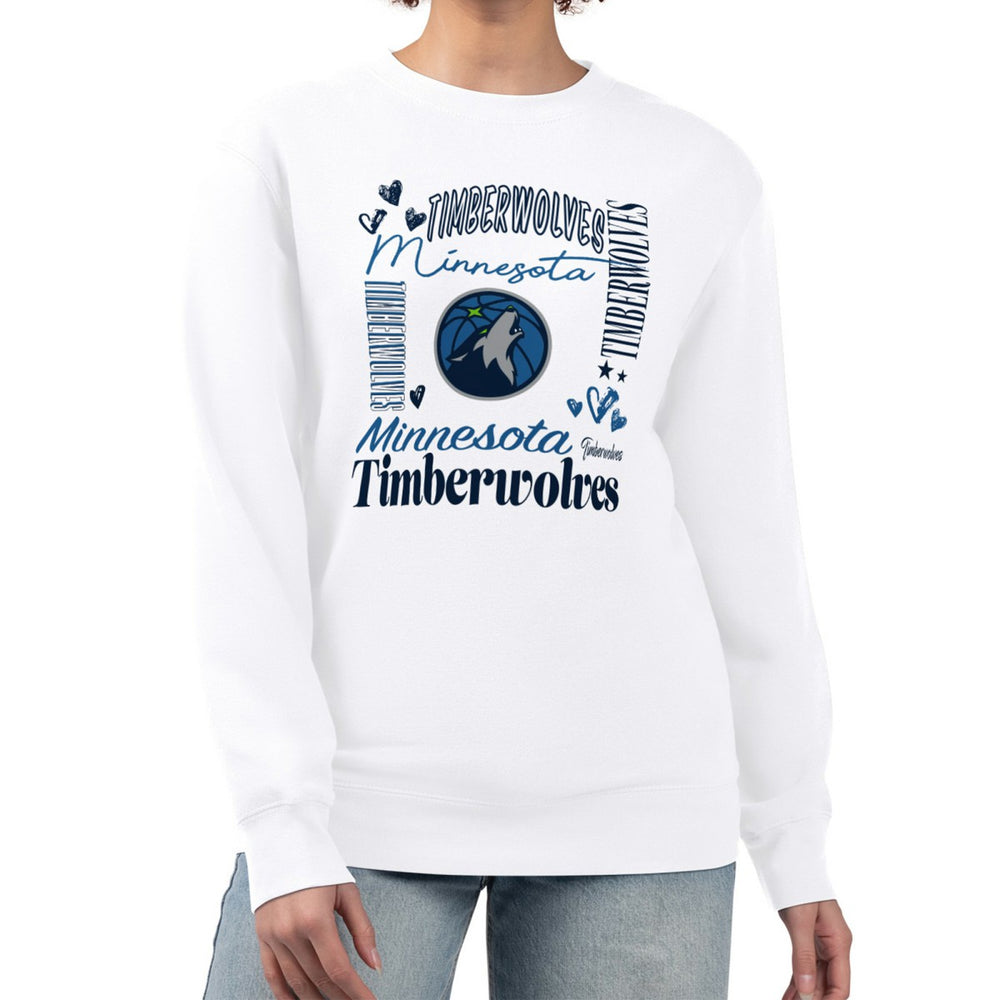 White Minnesota Timberwolves G-III 4Her by Carl Banks Women's Collage Team Graphic Fleece Pullover Sweatshirt | NBA