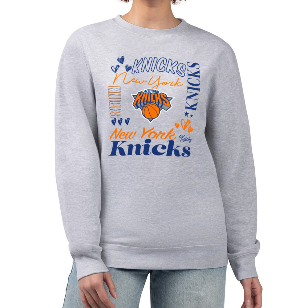 Heather Gray New York Knicks G-III 4Her by Carl Banks Women's Collage Team Graphic Fleece Pullover Sweatshirt | NBA