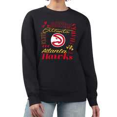 Black Atlanta Hawks G-III 4Her by Carl Banks Women's Collage Team Name Fleece Pullover Sweatshirt | NBA