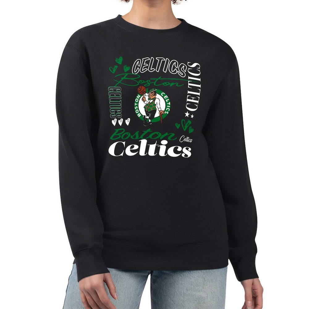 Black Boston Celtics G-III 4Her by Carl Banks Women's Collage Team Graphic Fleece Pullover Sweatshirt | NBA