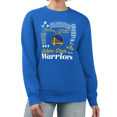Royal Golden State Warriors G-III 4Her by Carl Banks Women's Collage Team Graphic Fleece Pullover Sweatshirt sale | NBA