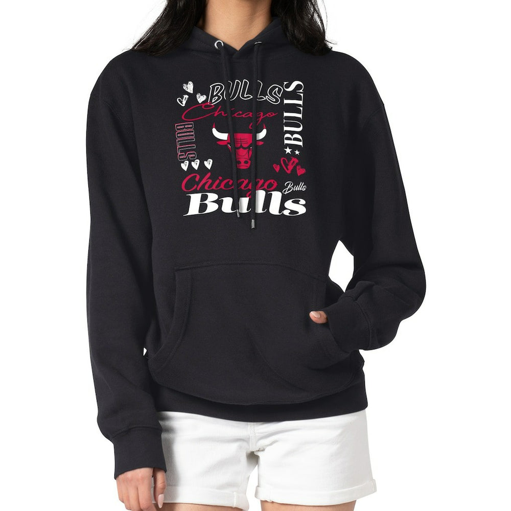 Black Chicago Bulls G-III 4Her by Carl Banks Women's Team Collage Graphic Fleece Pullover Hoodie sale | NBA