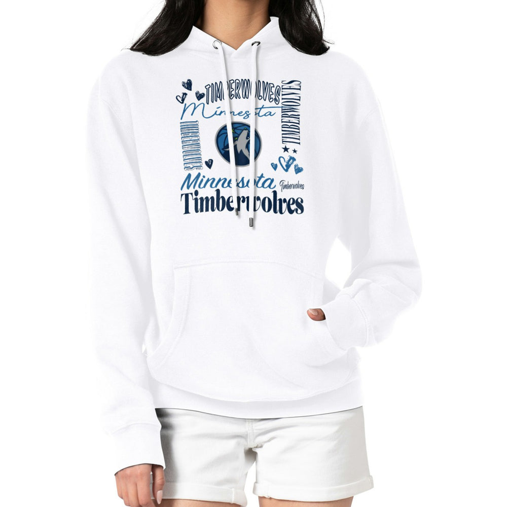 White Minnesota Timberwolves G-III 4Her by Carl Banks Women's Team Collage Graphic Fleece Pullover Hoodie | NBA