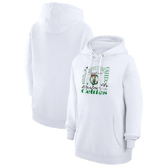 White Boston Celtics G-III 4Her by Carl Banks Women's Team Collage Graphic Fleece Pullover Hoodie | NBA
