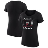 Black Miami Heat G-III 4Her by Carl Banks Women's Super-Slim Fit Lightweight Team Name Collage Graphic T-Shirt | NBA