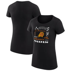 Black Phoenix Suns G-III 4Her by Carl Banks Women's Super-Slim Fit Lightweight Team Name Collage Graphic T-Shirt | NBA