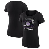 Black Sacramento Kings G-III 4Her by Carl Banks Women's Super-Slim Fit Lightweight Team Name Collage Graphic T-Shirt | NBA