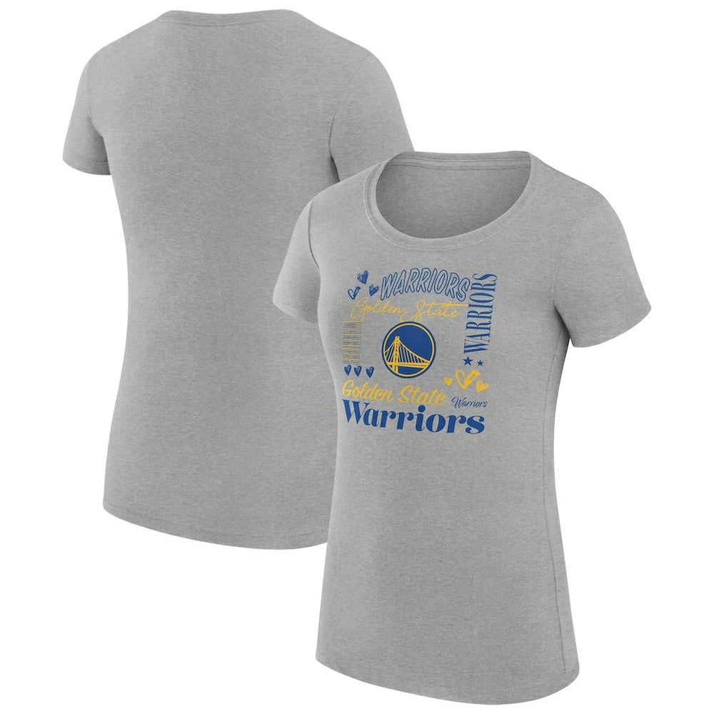 Heather Gray Golden State Warriors G-III 4Her by Carl Banks Women's Super-Slim Fit Lightweight Team Name Collage Graphic T-Shirt sale | NBA