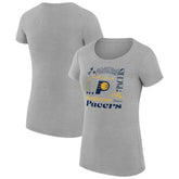 Heather Gray Indiana Pacers G-III 4Her by Carl Banks Women's Super-Slim Fit Lightweight Team Name Collage Graphic T-Shirt | NBA