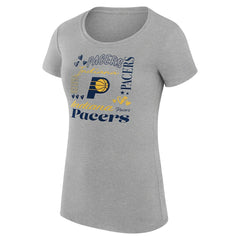 Heather Gray Indiana Pacers G-III 4Her by Carl Banks Women's Super-Slim Fit Lightweight Team Name Collage Graphic T-Shirt | NBA