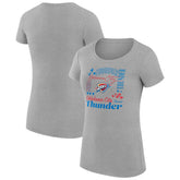 Heather Gray Oklahoma City Thunder G-III 4Her by Carl Banks Women's Super-Slim Fit Lightweight Team Name Collage Graphic T-Shirt | NBA