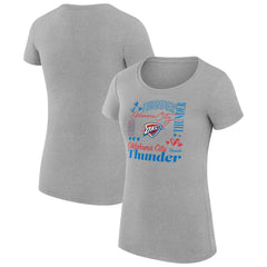 Heather Gray Oklahoma City Thunder G-III 4Her by Carl Banks Women's Super-Slim Fit Lightweight Team Name Collage Graphic T-Shirt | NBA