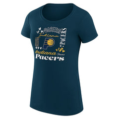 Navy Indiana Pacers G-III 4Her by Carl Banks Women's Super-Slim Fit Lightweight Team Name Collage Graphic T-Shirt | NBA