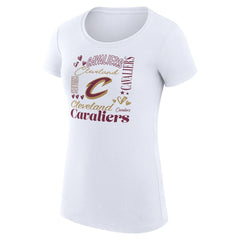 White Cleveland Cavaliers G-III 4Her by Carl Banks Women's Super-Slim Fit Lightweight Team Name Collage Graphic T-Shirt sale | NBA
