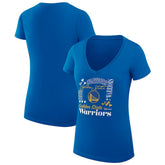 Royal Golden State Warriors G-III 4Her by Carl Banks Women's Super-Slim Fit Lightweight Team Name Collage Graphic V-Neck T-Shirt sale | NBA