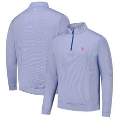 Philadelphia Phillies Peter Millar Perth Sugar Stripe Performance Quarter-Zip Top - MLB Tops