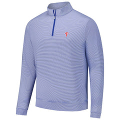 Philadelphia Phillies Peter Millar Perth Sugar Stripe Performance Quarter-Zip Top - MLB Tops