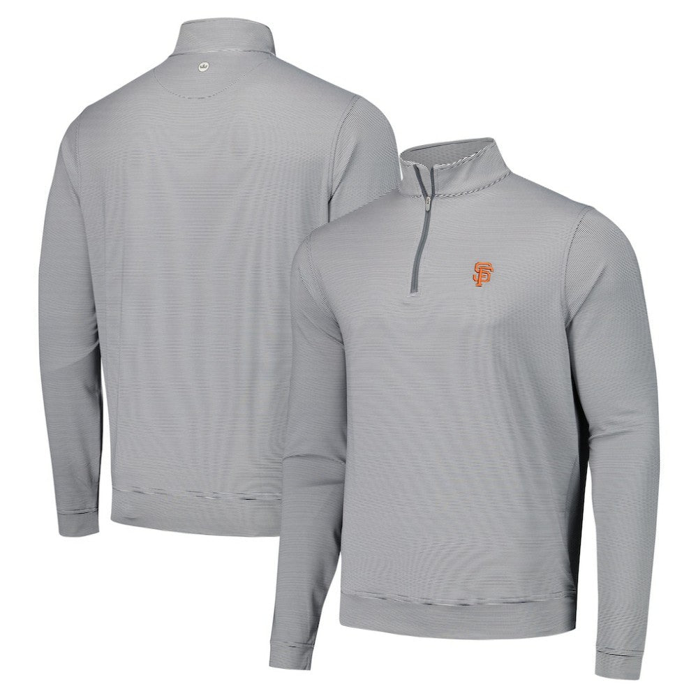 San Francisco Giants Peter Millar Perth Sugar Stripe Performance Quarter-Zip Top - MLB Tops