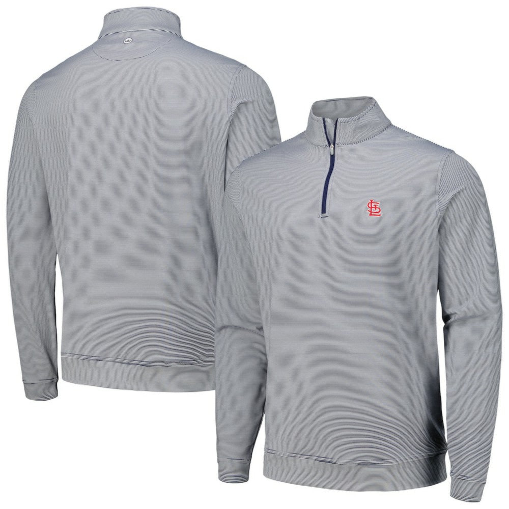 St. Louis Cardinals Peter Millar Perth Sugar Stripe Performance Quarter-Zip Top - MLB Tops
