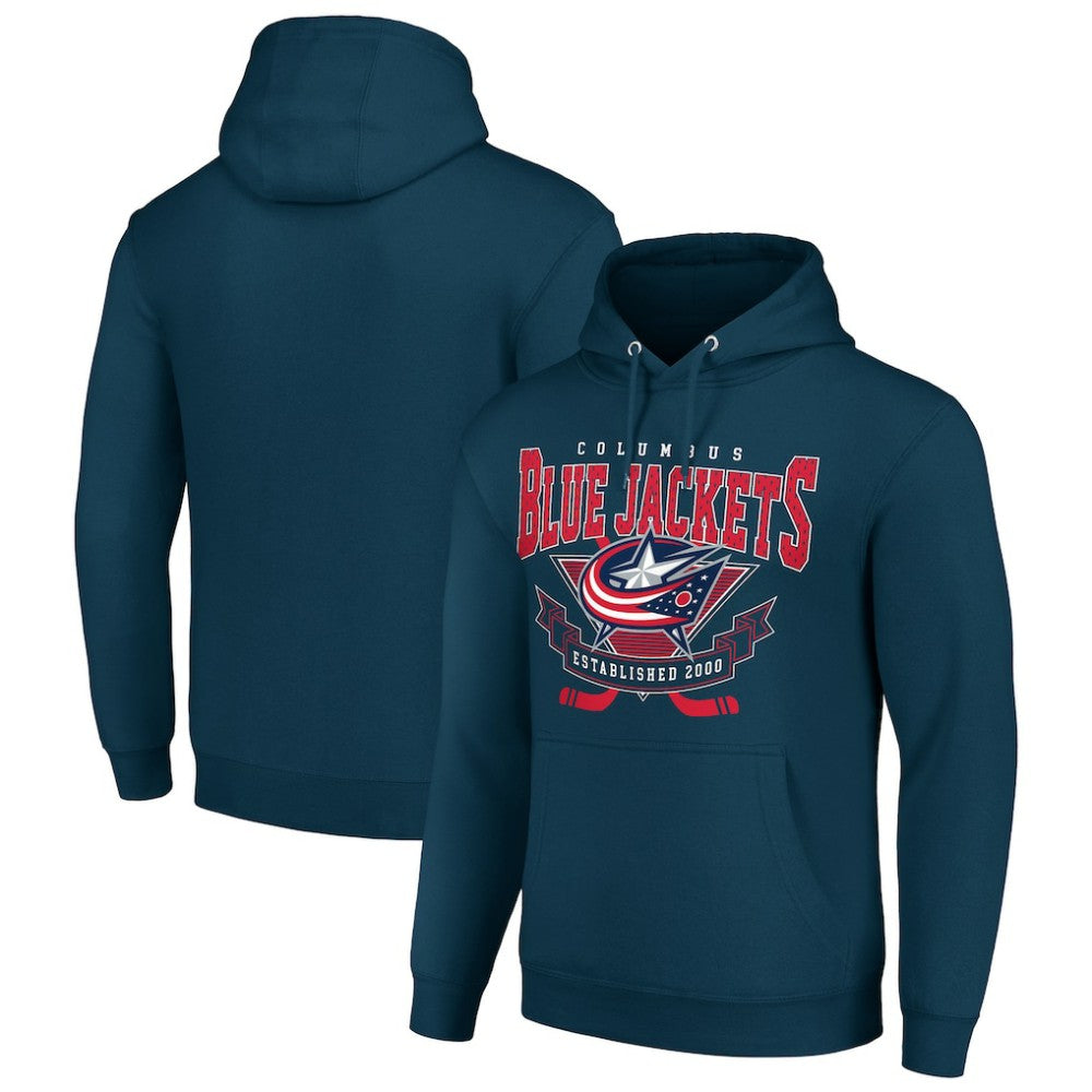 Columbus Blue Jackets Starter Team Logo Graphic Fleece Tri-Blend Pullover Hoodie - NHL Hoodies