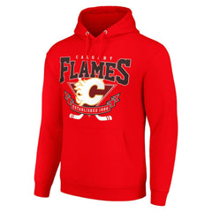 Calgary Flames Starter Team Logo Graphic Fleece Tri-Blend Pullover Hoodie - NHL Hoodies