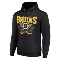 Boston Bruins Starter Team Logo Graphic Fleece Tri-Blend Pullover Hoodie - NHL Hoodies