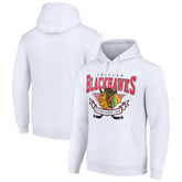 Chicago Blackhawks Starter Team Logo Graphic Fleece Tri-Blend Pullover Hoodie - NHL Hoodies