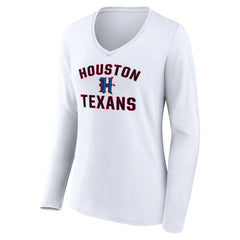 Houston Texans Women's Secondary Logo Victory Arch Long Sleeve V-Neck T-Shirt | NFL Outlet