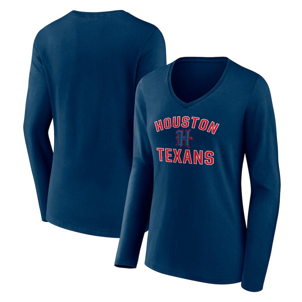 Houston Texans Women's Secondary Logo Victory Arch Long Sleeve V-Neck T-Shirt | NFL On sale